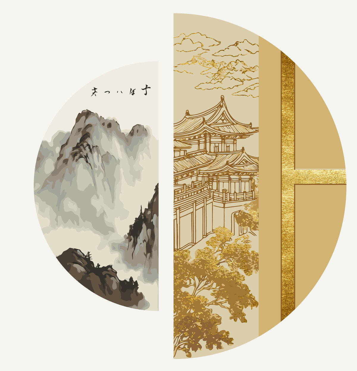 Pictură pe numere – spirit japonez, tablou din semicercuri