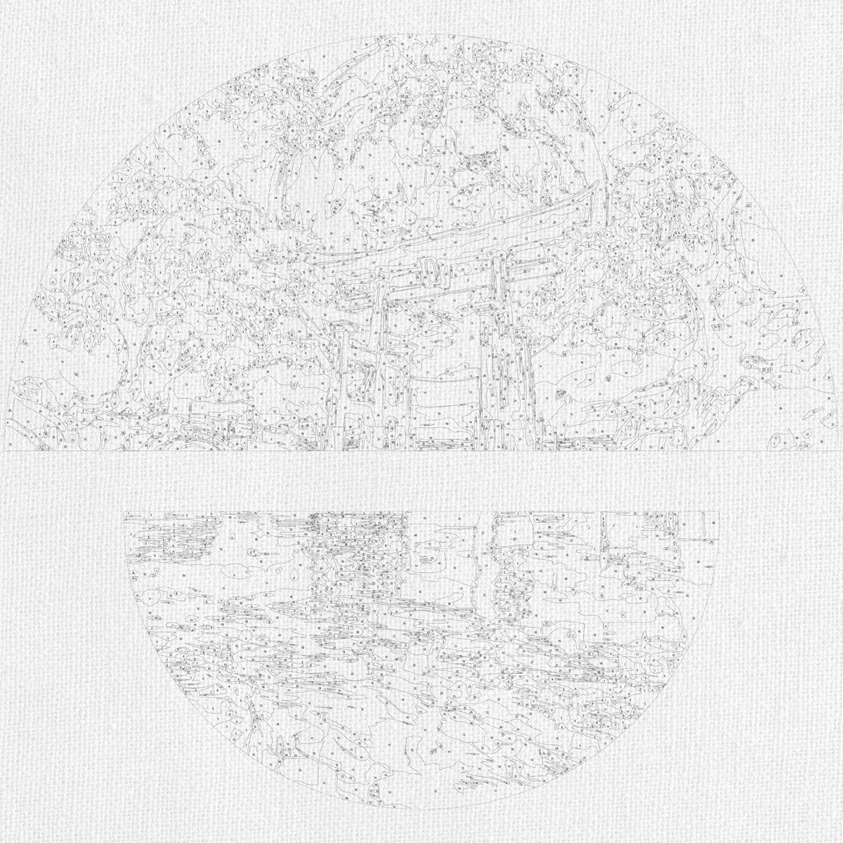 Pictură pe numere pe șasiu ⌀50 cm + ⌀70 cm – Noapte japoneză – Peisaj – OSR 1012