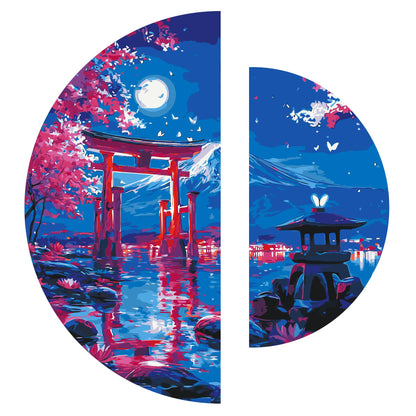 Pictură pe numere pe șasiu ⌀50 cm + ⌀70 cm – Kyoto noaptea – Peisaj – OSR 1013