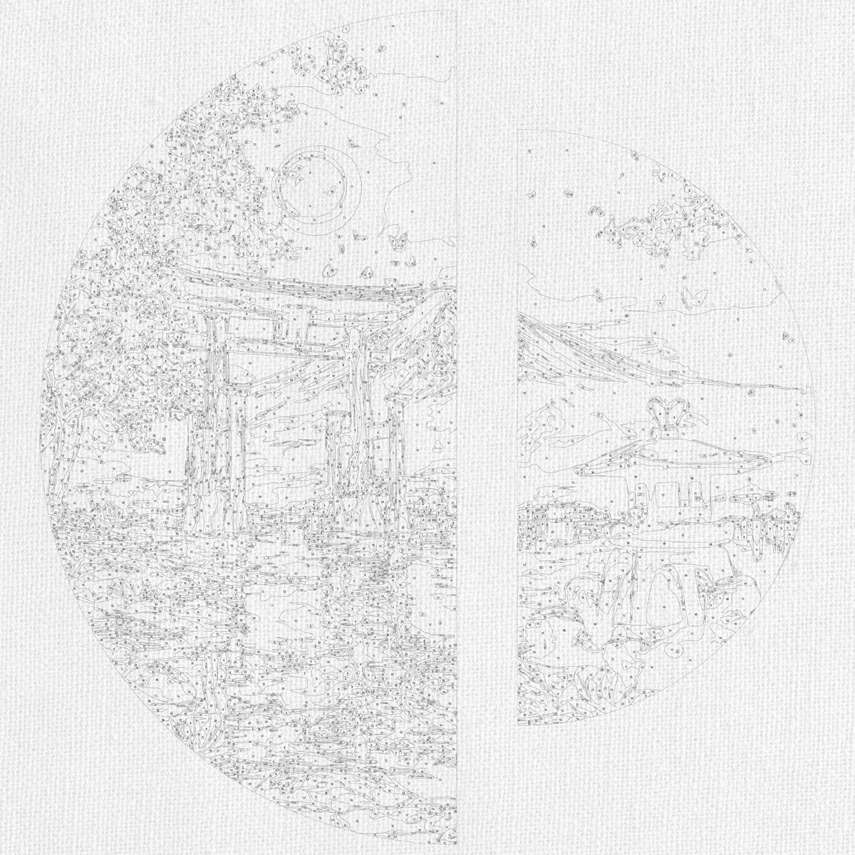 Pictură pe numere pe șasiu ⌀50 cm + ⌀70 cm – Kyoto noaptea – Peisaj – OSR 1013