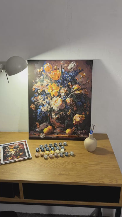 Pictură pe numere pe șasiu 40×50 cm – Buchet bogat în vază – Flori/Natură statică – LW 3174-01