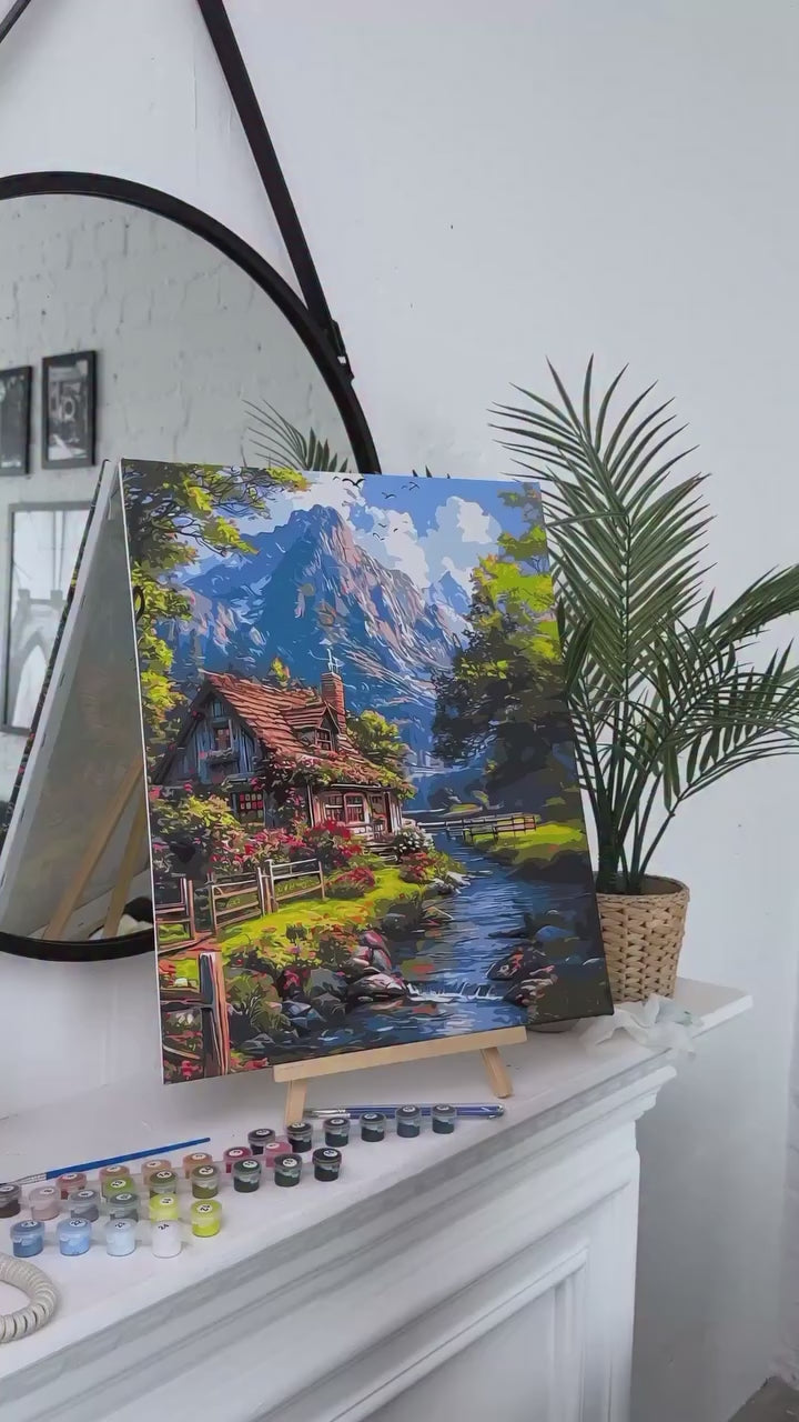 Pictură pe numere – viață liniștită la munte