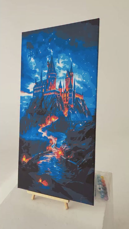 Pictură pe numere pe șasiu 40×80 cm – Hogwarts – Peisaj/Eroi de film – LW 5106