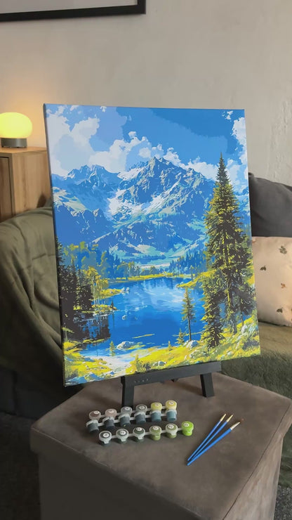 Pictură pe numere pe șasiu 40×50 cm – Liniște montană – Peisaj – LW 30990